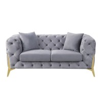 Loveseat with chesterfield Style and Button Tufting, gray(D0102H71F6T)