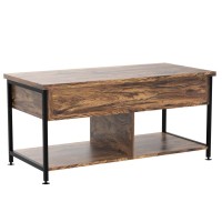 Cosimates Lift Top Coffee Table ,4 In 1 Multi-Function Coffee Table With Hidden Compartment ,Modern Lift Tabletop Dining Table For Living Room Reception/Home Office, Rustic Brown