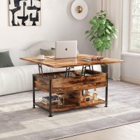 Cosimates Lift Top Coffee Table ,4 In 1 Multi-Function Coffee Table With Hidden Compartment ,Modern Lift Tabletop Dining Table For Living Room Reception/Home Office, Rustic Brown