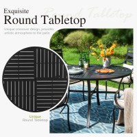 Sophia William 42 Round Patio Table Black Metal Outdoor Dining Table For 4 Ecoating Outdoor Patio Table With 157 Umbre