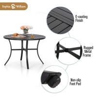 Sophia William 42 Round Patio Table Black Metal Outdoor Dining Table For 4 Ecoating Outdoor Patio Table With 157 Umbre