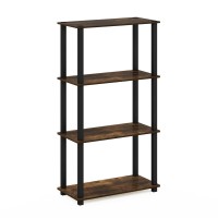 Furinno TurnSTube 4Tier Multipurpose Shelf Display Rack with Square Tube Amber PineBlack