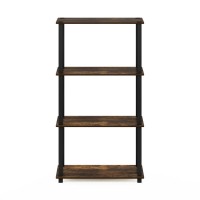 Furinno TurnSTube 4Tier Multipurpose Shelf Display Rack with Square Tube Amber PineBlack