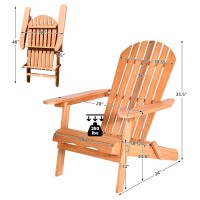 Tangkula Folding Adirondack Chair, Weather Resistant Outdoor Chair, Eucalyptus Wood Adirondack Lounger Chair For Patio Porch Deck Poolside And Backyard (4)