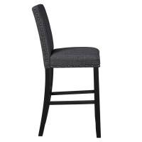 Bar Chair with Fabric Seat and Nailhead Trim, Set of 2, Gray