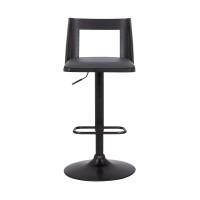 Bar Stool with Curved Open Design Back, Gray