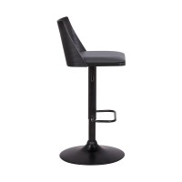 Bar Stool with Curved Open Design Back, Gray