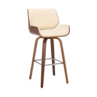 30 Inch Bar Stool with Curved Padded Back and Seat, Brown