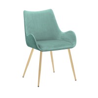 Dining Chair with Sloped Arms and Metal Legs, Light Blue