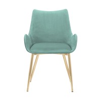 Dining Chair with Sloped Arms and Metal Legs, Light Blue
