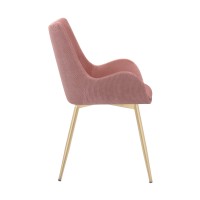 Dining Chair with Sloped Arms and Metal Legs, Pink