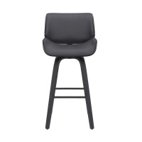 Bar Stool with Curved Padded Back and Seat, Gray