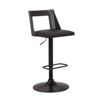 Bar Stool with Curved Open Design Back, Black