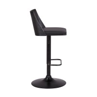 Bar Stool with Curved Open Design Back, Black