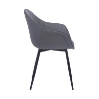 Leatherette Dining Chair with Stitched Chevron Pattern, Gray
