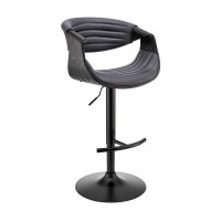 Adjustable Barstool with Faux Leather and Bucket Seat, Black