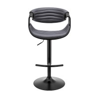 Adjustable Barstool with Faux Leather and Bucket Seat, Black