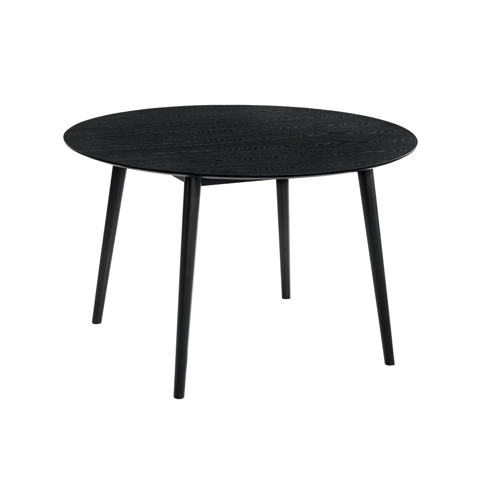 Dining Table with Wood and Rounded Tapered Legs, Black