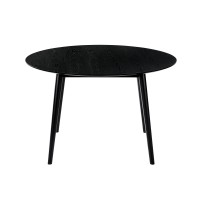 Dining Table with Wood and Rounded Tapered Legs, Black