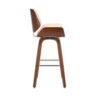 Bar Stool with Curved Padded Back and Seat, Brown