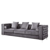 Sofa with Chesterfield Style and Button Tufting, Gray
