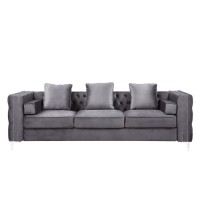 Sofa with Chesterfield Style and Button Tufting, Gray
