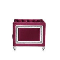 Chair with Shelter Arms and Mirrored Trim Accent, Dark Red