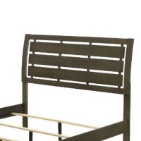 Queen Bed with Slatted Panel Headboard, Brown