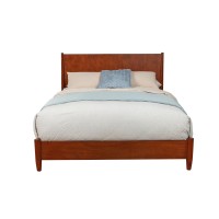 Full Platform Bed with Panel Headboard, Cherry Brown