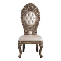 Side Chair with Intricate Carvings and Queen Anne Legs, Set of 2, Brown