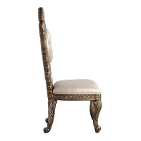 Side Chair with Intricate Carvings and Queen Anne Legs, Set of 2, Brown