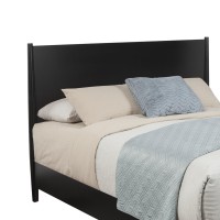Full Platform Bed with Panel Headboard, Black