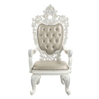 Armchair with Oversized Crown Top and Button Tufting, Set of 2, White