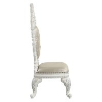 Side Chair with Oversized Crown Top and Button Tufting, Set of 2, White