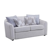 Loveseat with Rounded Curved Back and Plastic Feet, Beige