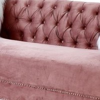 Sofa with Track Arms and Encrusted Faux Diamond Inlay, Pink