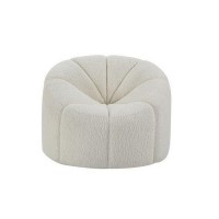 Chair with Textured Fabric and Vertical Channel Tufting, White