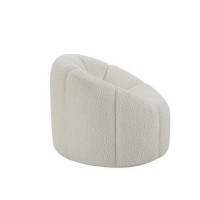 Chair with Textured Fabric and Vertical Channel Tufting, White