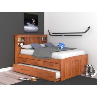 Full Captains Bookcase Bed with 3 drawers and Twin Sized Trundle