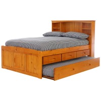 Full Captains Bookcase Bed with 3 drawers and Twin Sized Trundle