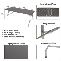 Oef Furnishings 6 Foot Folding Table 30 X 72 Charcoal