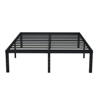 Emoda 16 Inch Black California King Bed Frames Heavy Duty Metal Platform No Box Spring Needed For Mattress Foundation Noise Fre