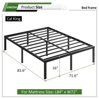 Emoda 16 Inch Black California King Bed Frames Heavy Duty Metal Platform No Box Spring Needed For Mattress Foundation Noise Fre