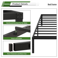 Emoda 16 Inch Black California King Bed Frames Heavy Duty Metal Platform No Box Spring Needed For Mattress Foundation Noise Fre