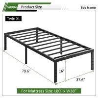 Emoda 16 Inch Platform Twin Xl Bed Frames No Box Spring Needed Heavy Duty Metalbed Frame Noise Free Easy Assembly Black