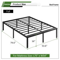 Emoda Full Size Bed Frame 16 Inch Heavy Duty Metal Platform Beds No Box Spring Needed With Sturdy Steel Slats Mattress Foundatio