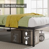 Emoda Full Size Bed Frame 16 Inch Heavy Duty Metal Platform Beds No Box Spring Needed With Sturdy Steel Slats Mattress Foundatio