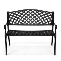 Vingli 405 Outdoor Bench Patio Garden Bench Anti Rust Cast Aluminum Patio Bench Front Porch Bench For Yard Lawn Entryway De