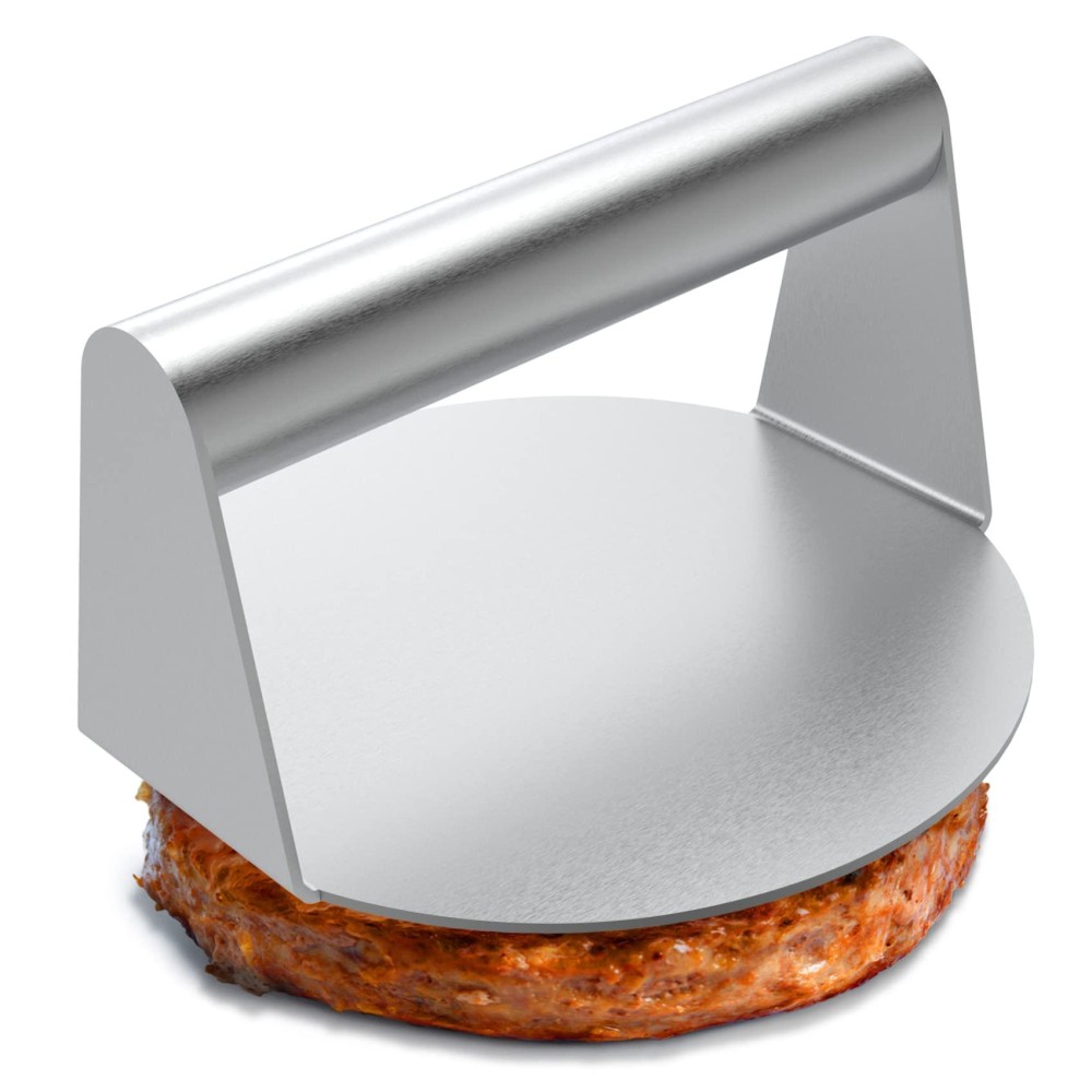 Stainless Steel Burger Press 55 Inch Round Burger Smasher Nonstick Smooth Hamburger Press Flat Bottom Without Ridges Bacon