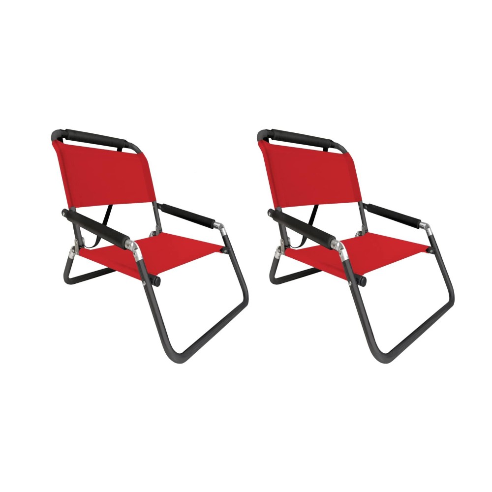 Neso Beach Chairs 2 Pack Water Resistant With Shoulder Strap And Slip Pocket Folds Thin (Lehua Red, Xl)